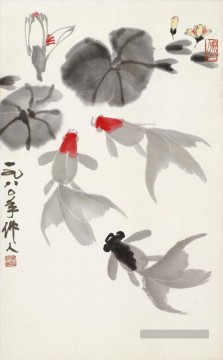 Wu zuoren goldfishes 1980 traditionnelle Peinture décoratif